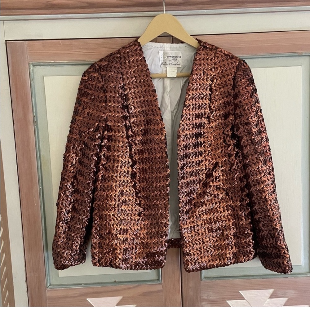 Sophisticated Miss Frances Hemaghan | Vintage copper sequined jacket. Made USA